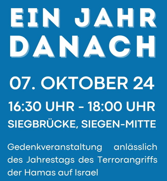 Stille Gedenkveranstaltung anlässlich des Jahrestages des Hamas – Terrorangriffs auf Israel 
